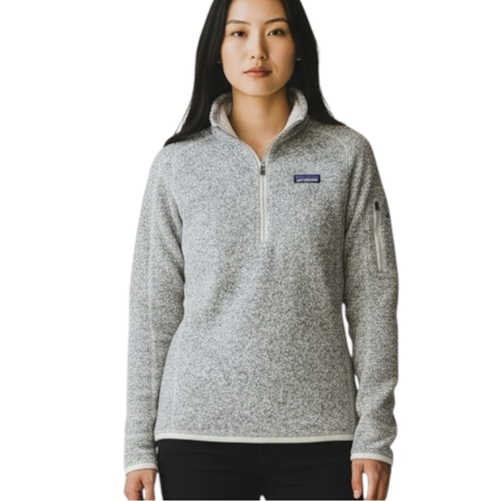 PATAGONIA Better Sweater 1/4 Zip Pullover in Heathered Oatmeal/Gray Size S - Picture 2 of 7